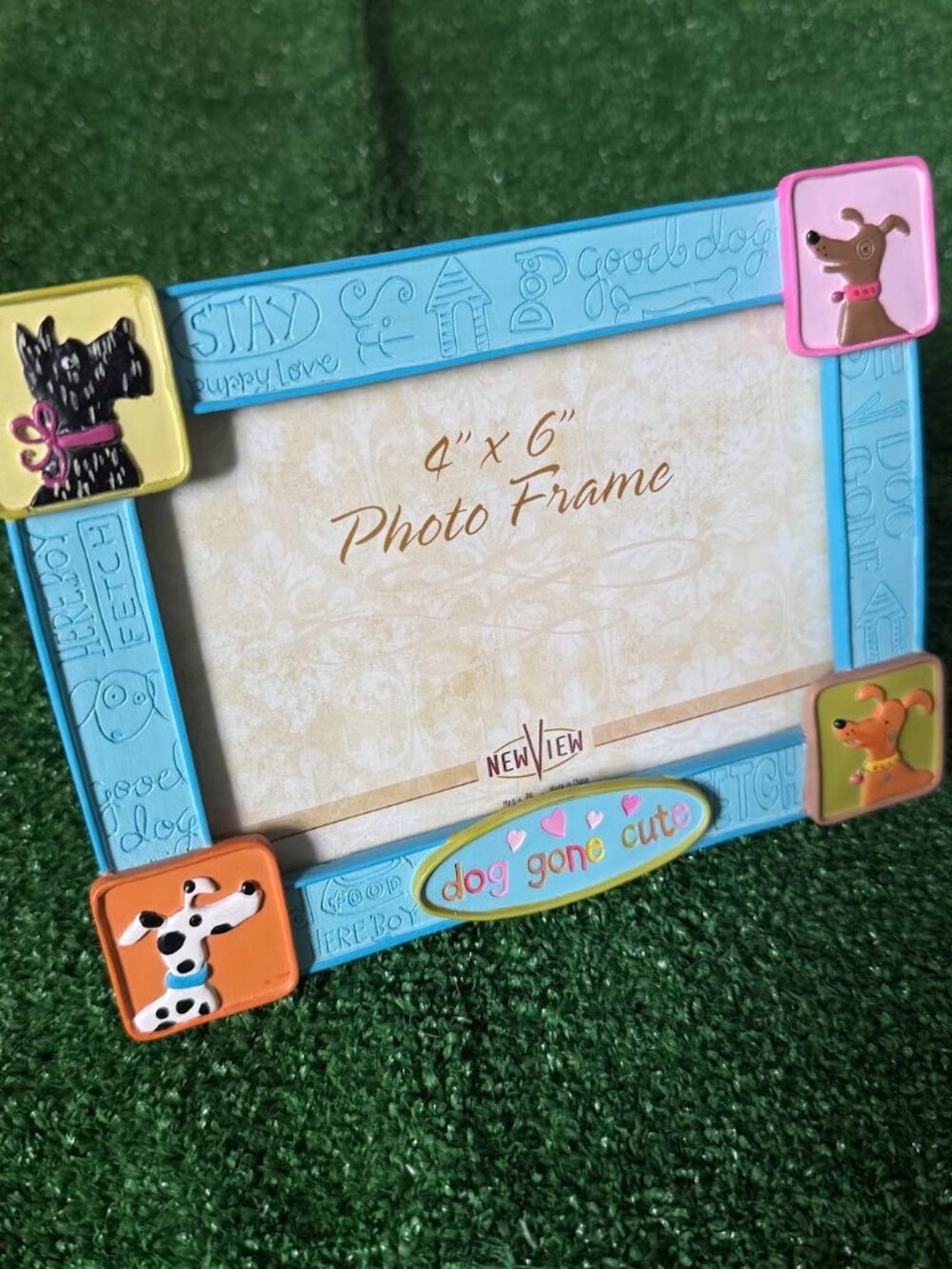 New View Dog Gone Cute 4x6 Photo Picture Frame Puppy Theme Colorful Decor